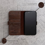 Leather Stand Case Wallet for Google Pixel 9/Pro - Premium, Chocolate Brown