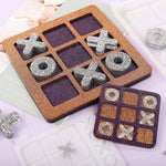 Large Tic Tac Toe Resin Mold 2Pcs, Tic Tac Toe Molds For Resin Casting, Large Epoxy Resin Silicone Molds For Diy Tabletop Board Game,Travel Game