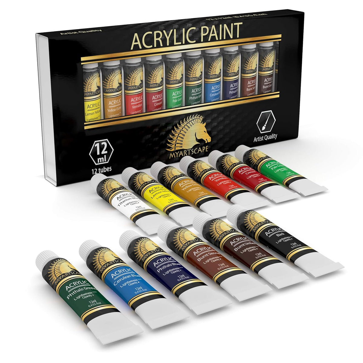 Acrylic Paint Set - 12 X 12Ml Tubes - Lightfast - Heavy Body