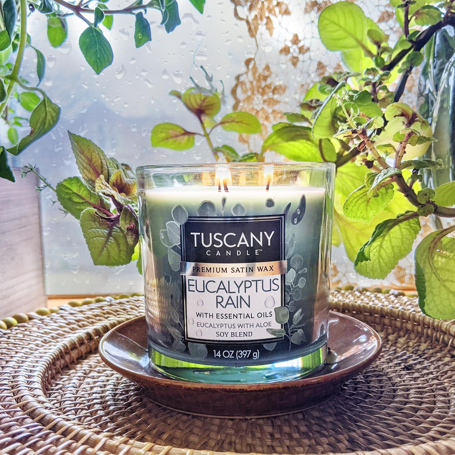 Tuscany Candle Eucalyptus Rain Long-Lasting Scented Jar Candle, 14 oz