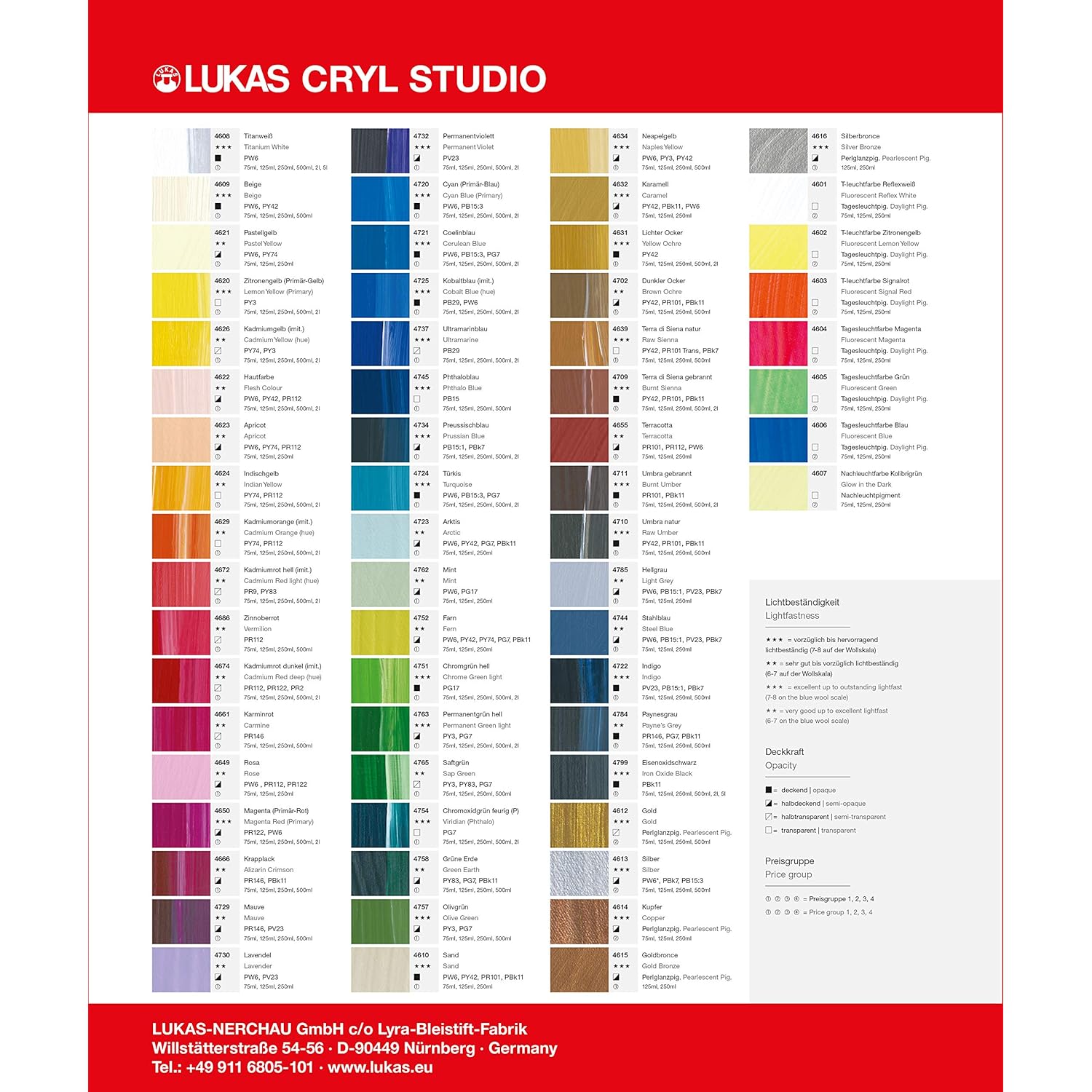 Lukas CRYL Studio Artist Acrylic Paint, Terracotta, 125 ml Tube - High Pigment Acrylic Paints for Canvas Painting, Large Scale Works - Medium-Viscosity, Water-Mixable, Fast Drying