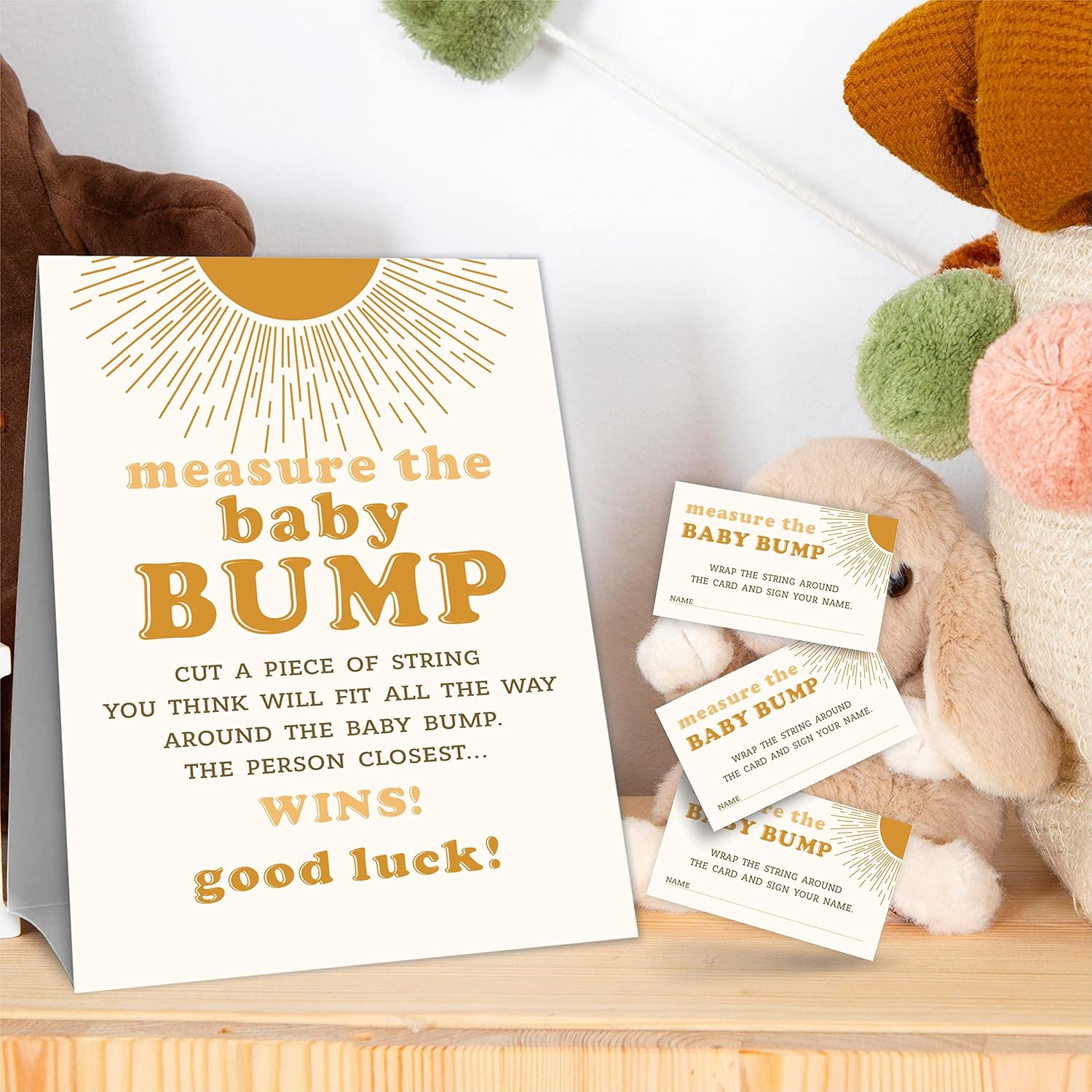 Sunshine Theme Measure The Baby Bumb Babyshower Game Set? How Big Is Mommy'S Belly Babyshower Party Games(1 Sign & 50 Cards)-Dwlk-A01