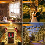 2 Pack 144FT Solar String Lights 400 LED Warm White Waterproof Outdoor Christmas Lights
