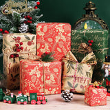Christmas Wrapping Paper Rolls, Red And Green Kraft Gift Wrapping Paper, Holly Berries Pinecones Green Leaves And Merry Christmas Lettering Gift Wrap Paper For Xmas Holiday, 3 Mini Rolls 17 X 118 Inch