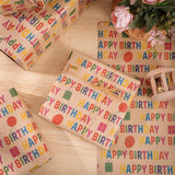 Birthday Wrapping Paper 17 Inch X 33 Feet Kraft Wrapping Paper For Kids Men Women Happy Birthday Pattern Gift Wrap Paper For Baby Shower Party, Holiday