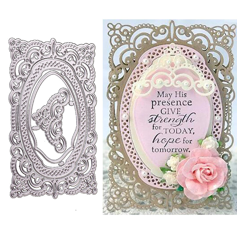 Flower Frame Metal Die Cuts,Lace Flower Border Cutting Dies Cut Weddin