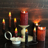 Real Wax Hand Dipped Battery Operated Led Timer Taper Candles Country Primitive Flameless Lights Décor, 4-3/4 Inch, Coffee, 3 Pcs In A Package