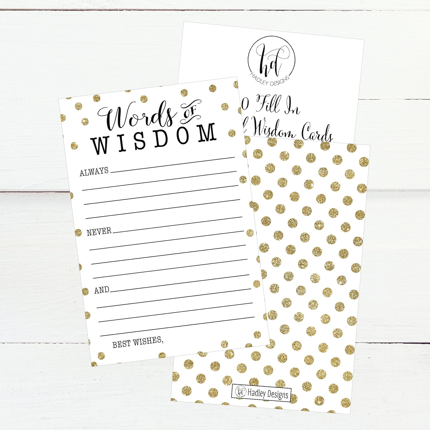 50 Gold Dot Words Of Wisdom Advice Cards, Graduation Advice Cards, Marriage/Wedding Advice Cards, Guest Book Alternative, Bridal Or Baby Shower Party Games, Boy Or Girl Baby Prediction