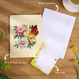Pop Up Flower Card, Greeting Card, Butterfly And Pink Peony Flower 3D Pop Up Card 6"X 8", Mother'S Day Pop Up, Anniversary, Birthday, Valentine'S Day Card, Wife, Grandma