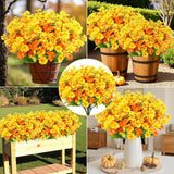 24 Bundles Artificial Fall Flowers For Outdoors Fake Daisy Mums Flowers Uv Resistant Autumn Flowers No Fade Indoor Outside Home Wedding Garden Porch Fall Décor (Orange Yellow)