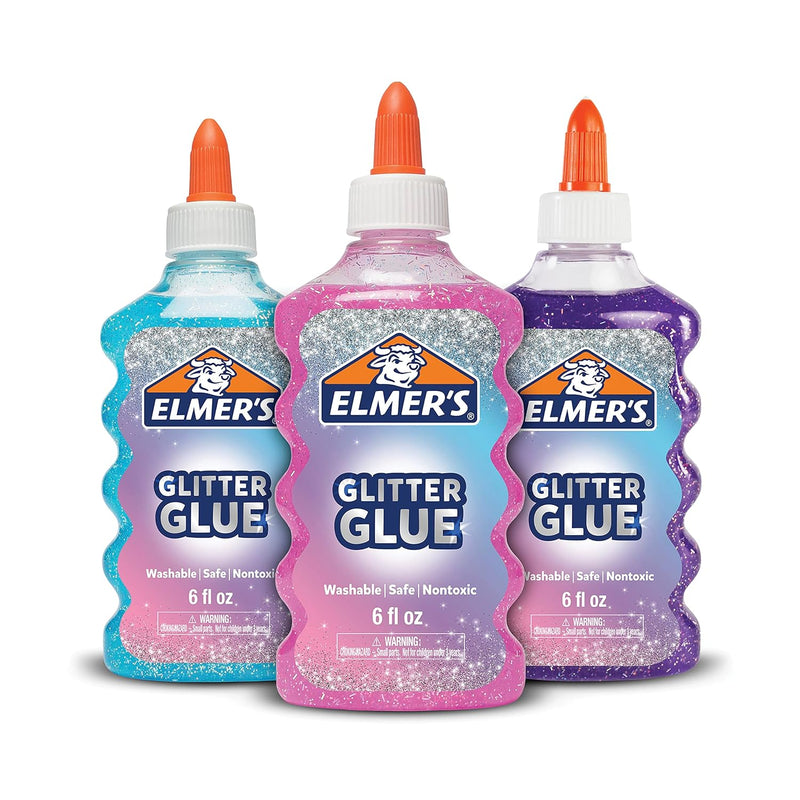 Glitter Liquid Glue, Blue, Pink, Purple 3 Count