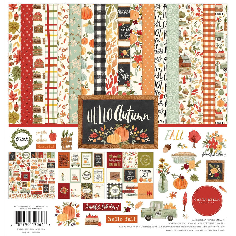 Hello Autumn Collection Kit, Red, Teal, Yellow, Orange, Black 12-X-12-Inch