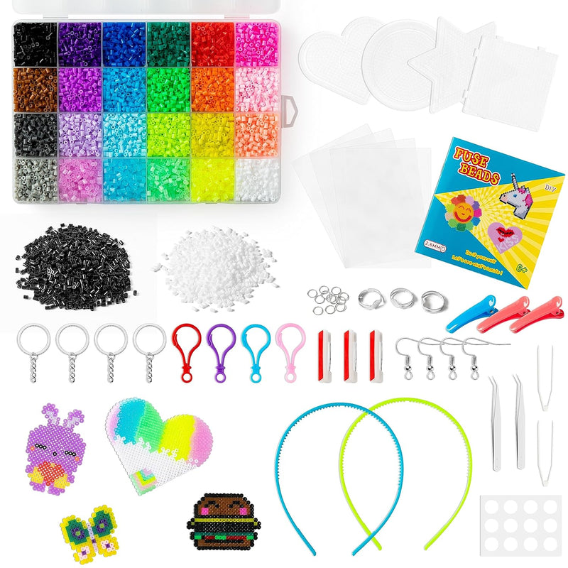 17060Pcs Mini Fuse Beads Kit For Kids, Melting Beads Set Crafts, Including 24