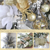 24-Pack Artificial Glitter Berry Stem Ornaments, Decorative Bead Sticks, Glittery Twigs, Picks, Branches For Christmas Tree, Small Vase, Holiday, Wedding, Party (17 Inches, Gold)
