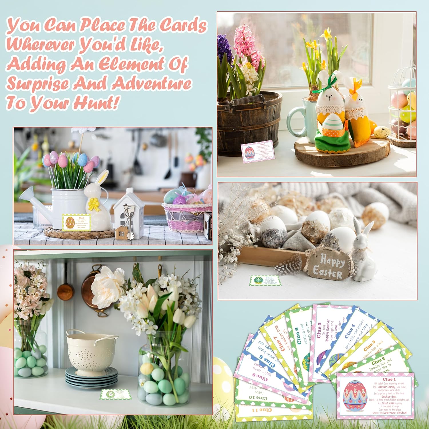 Easter Scavenger Hunt Games, Easter Treasure Hunt Clues Game Cards, Easter Party Games For Adults Friend Groups, Easter Party Decorations Supplies Favors?01