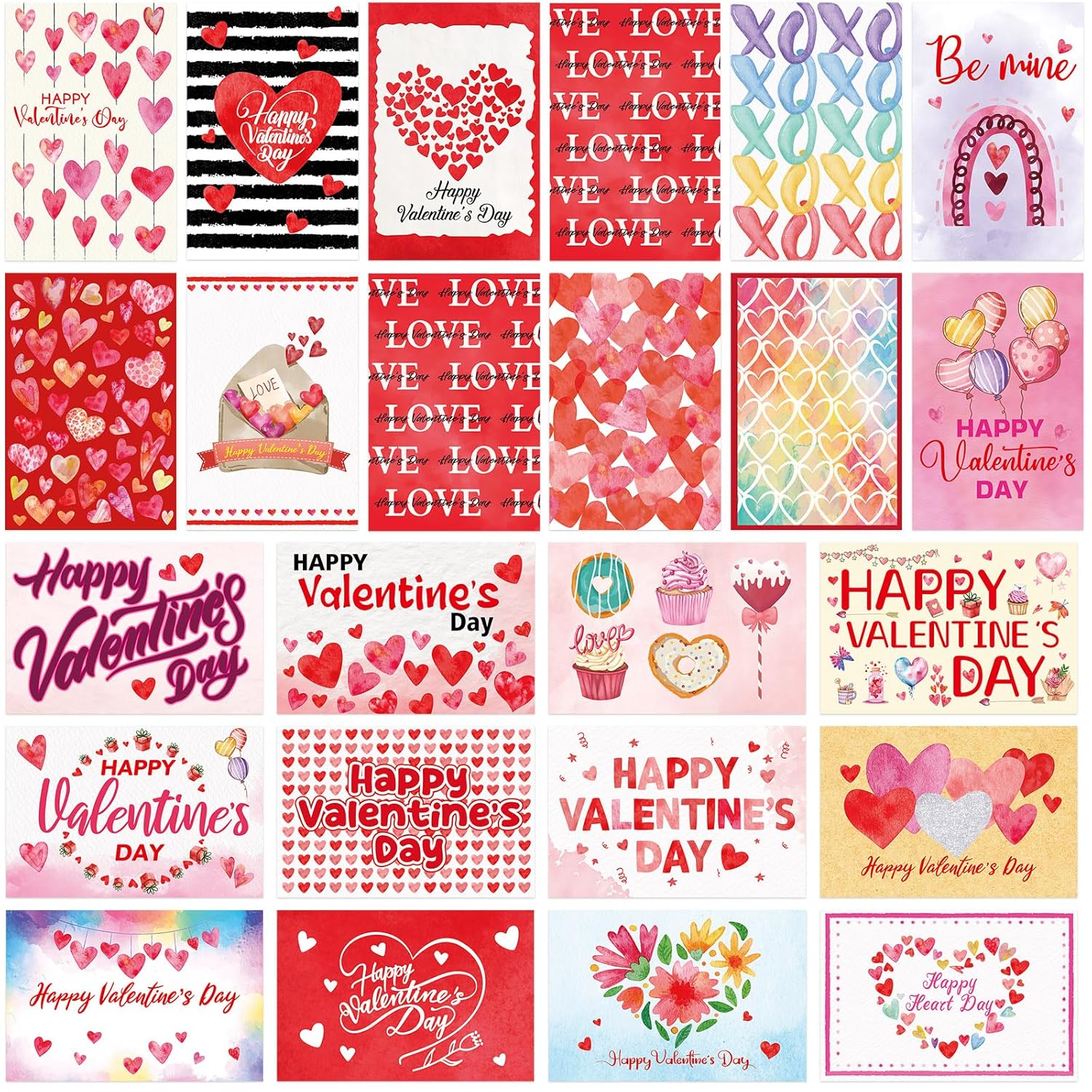 24 Pack Valentines Day Cards Assortment Bulk Hearts Greeting Cards With Envelopes And Stickers For Valentines Day Party Favors Supplies