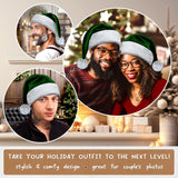 Dark Green Velvet Santa Hat - Gray Faux Fur, Soft Furry Wolf Trim - Luxury Christmas, Goth, Emerald, Deluxe Xmas Headwear - Adult, 1 Size