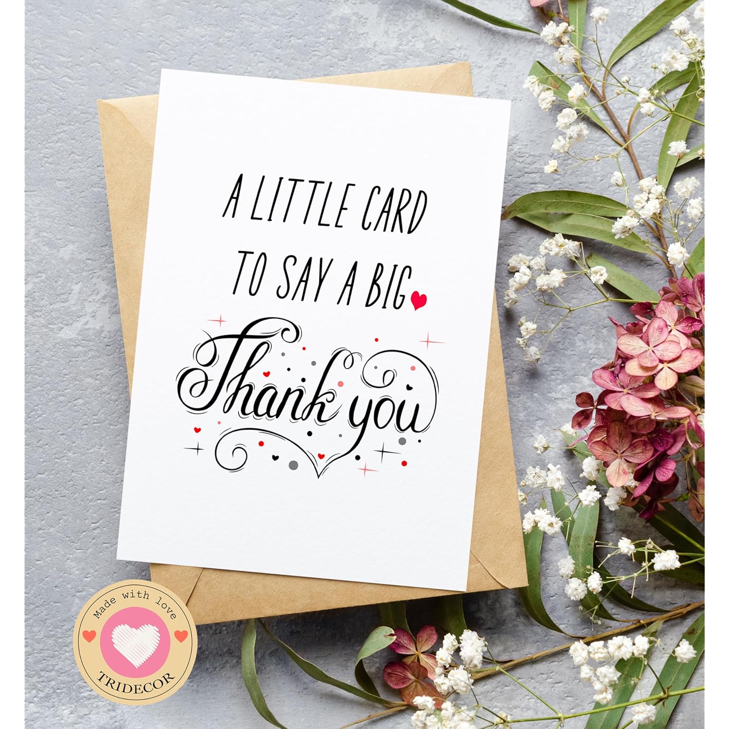 Thank You Card With Envelope – Simple Cute Thank You Card, Grateful Gifts For Him, Her, Teacher, Boss, Doctor, Mom Dad, Coworker, Women, Men, Bridesmaids, Groomsmen – Folded 5X7" Card, Blank Inside