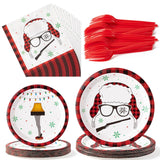 Christmas Plates Napkins Tableware - 96Pcs Funny Xmas Movie Party Forks Dinnerware Set Decorations Supplies, Winter Story Themed Disposable Tableware Favor For Christmas Holiday (24 Guests)