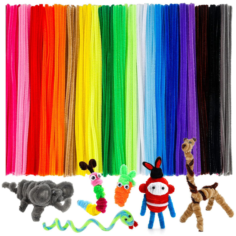 200 Pcs Pipe Cleaners Craft Supplies Multi-Color Chenille Stems For Art And Cr