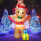 8.4 Ft Christmas Inflatables Gingerbread Man With Gift Boxes, Led Inflatable Decoration For Outdoor Indoor Holiday Yard