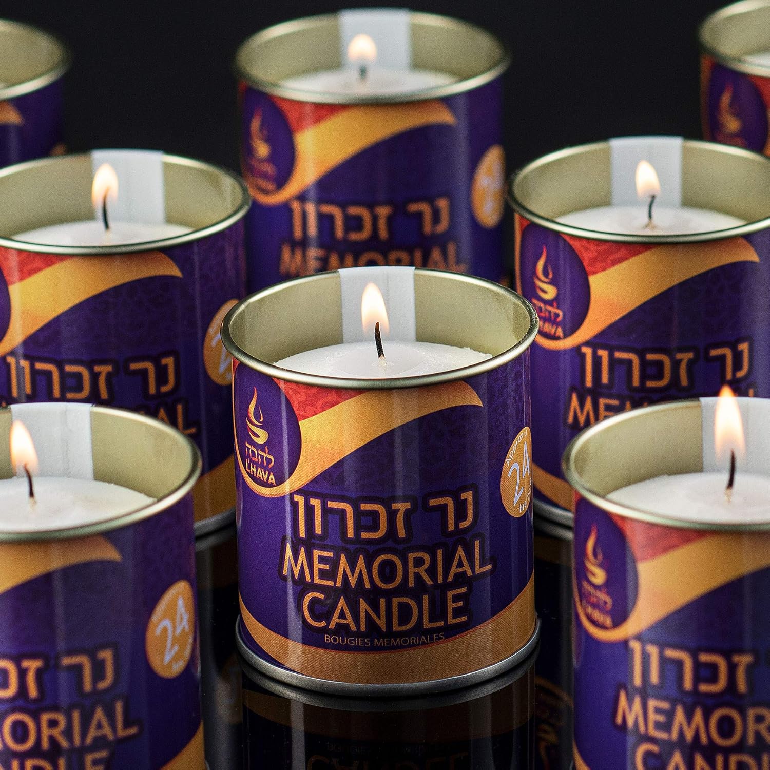 1 Day Yahrzeit Memorial Candles - 6 Pack For Ner Neshama, Yom Kippur, Yizkor - Unscented Paraffin Wax 24 Hour Candle In Tin Cup Holder