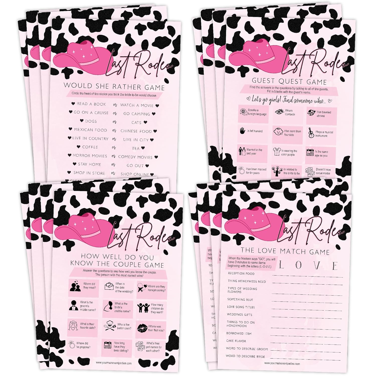 Her Last Rodeo Bridal Shower Games, Western Bachelorette Party Cowgirl Party Games