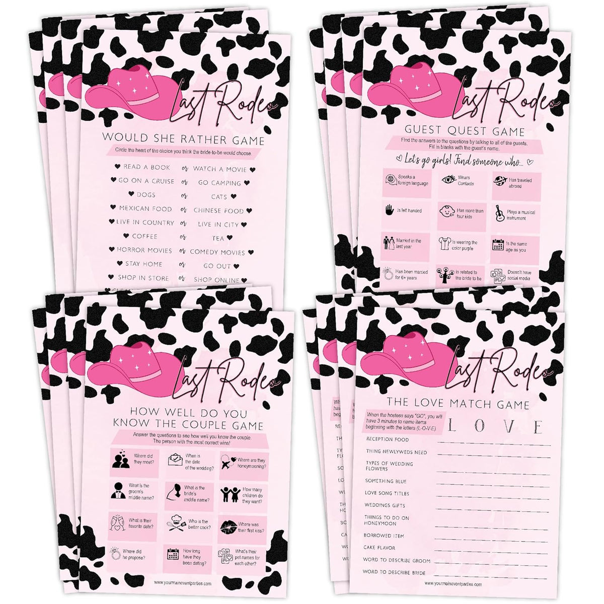 Her Last Rodeo Bridal Shower Games, Western Bachelorette Party Cowgirl Party Games