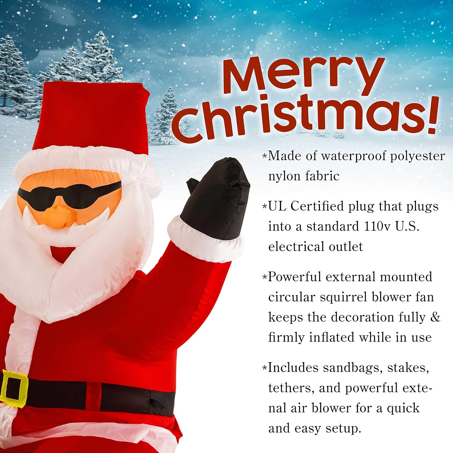 Christmas Masters 7.5 Ft Long Inflatable Santa Claus Riding A Motorcycle With Hand Up Waving Hello Led Lights Indoor Out