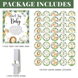 Safari Don'T Say Baby Shower Game Set, 100 Safari Jungle Baby Shower Games Decorations, Wild Animal Themed Don'T Say Baby Shower Game Kit Bundle Party Decor