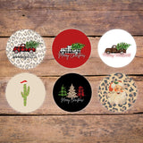 Freshie Christmas Holiday Cardstock Cutouts Rounds 2.5” In Random Mix | 24Pk| For Scented Aroma Beads Bake With Mold For Car Freshie Designs, Western, Santa Leopard Print, Cactus With Lights, Plaid