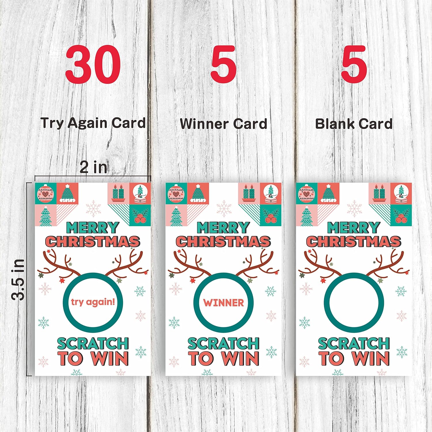 Christmas Scratch Off Game Cards, Christmas Party Game Cards, Festive Holiday Raffle Ticket For Prizes Adults Groups, Xmax Countdown Activities - 40 Pack(Ggk-012)