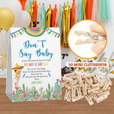 Fiesta Mexican Baby Shower, Don'T Say Baby Game For Baby Shower (One Sign With 50 Mini Clothespins), Fiesta Mexican Theme Baby Shower Decorations, Gender Reveal Game-Dsbb13