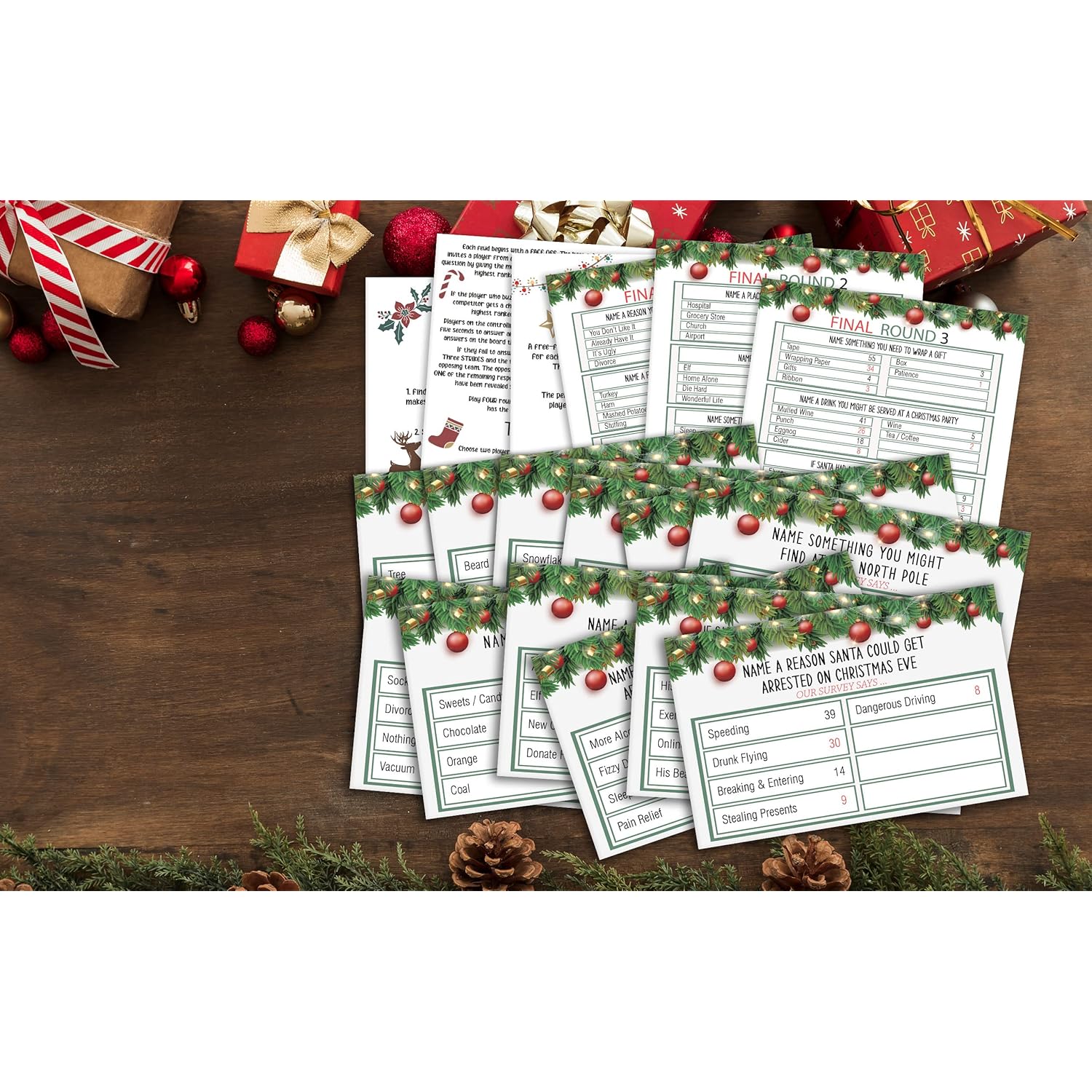 Christmas Friendly Feud Quiz, Baby Shower Game Night, Christmas Party Game, Family Activity, Feud Trivia Quiz, Holiday Games For Adults Coworkers Groups Christmas Party Supplies-2 (Sd-005)