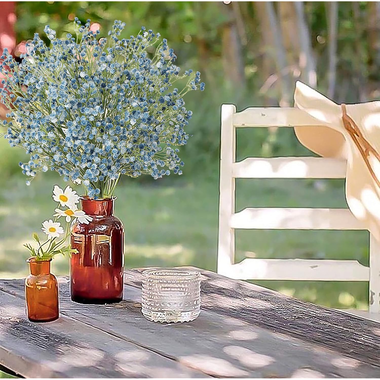 10 Pcs Baby'S Breath Artificial Flowers Bulk 3 Branches Faux Baby Breath Plastic Flowers Fake Gypsophila Flower Arrangement For Crafts Fake Flowers Bouquet For Wedding Home Decor Blue Baby Breath