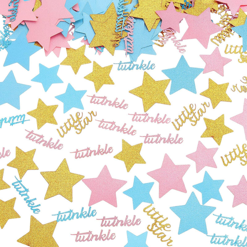 350 Pieces Twinkle Star Confetti Gender Reveal Confetti Blue And Pink