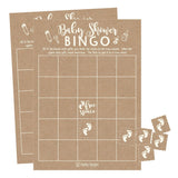 Baby Shower Games For 25 Guests - Kraft Baby Shower Bingo Game, Boy Girl Gender Neutral, Rustic Bingo Cards Gender Reveal Games, Made In Usa
