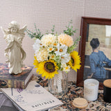 Fake Flowers Artificial Sunflowers With Vase, Faux Silk Carnation,Daisy Flowers For Home Office Decorations, Kitchen Dining Table Decor, Farmhouse Centerpiece Table Decoration