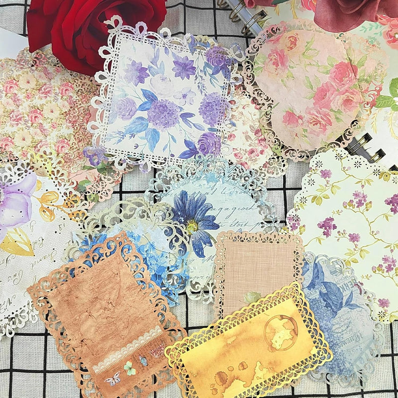 Vintage Scrapbooking Supplies Pack - 40 Pcs Cutout Lace Scrapbook Flow