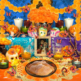 66Pcs Day Of The Dead Decorations Set - 2 Marigold Garland, 50 Artificial Marigold Flowers With Stems & 12 Monarch Butterfly Decoration For Dia De Los Muertos Indian Diwali Altar Decor