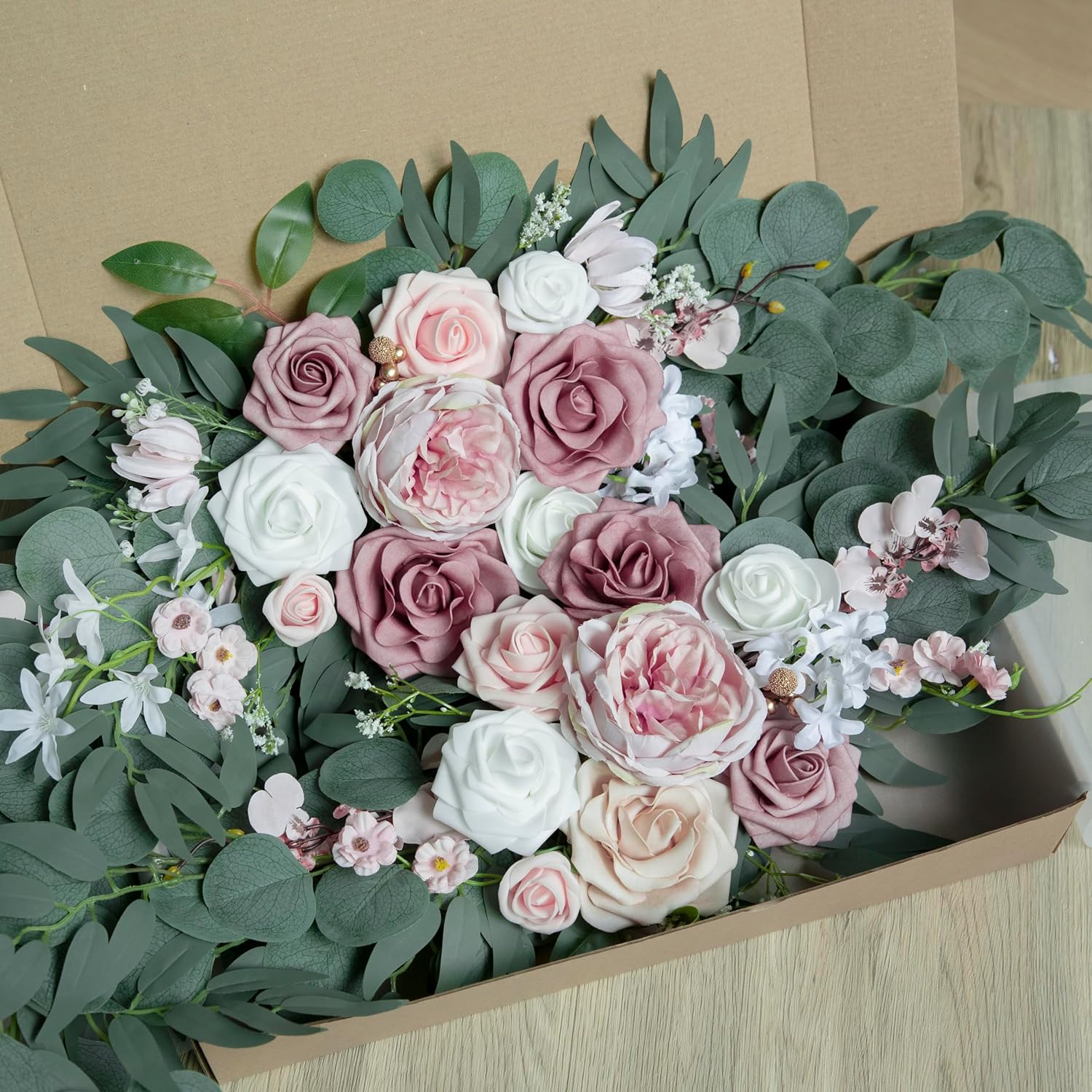 Small Wedding Arch Flowers (Pack Of 2), Artificial Dusty Rose Flowers For Wedding Welcome Signs Decorations And Arch Flower For Wedding Ceremony Reception (Dusty Rose & Blush)