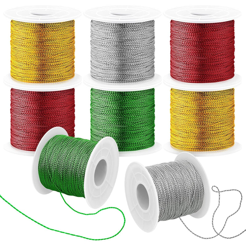 8 Rolls 880 Yards Metallic Cord Tinsel String For Craft Jewelry Making 1Mm Met