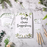 61 Pcs Baby Shower Games, Greenery Name Suggestion Sign 50 Funny Baby Shower Name Suggestion Cards With 10 Pencils For Gender Reveal Birthday Party Supplies Decorations