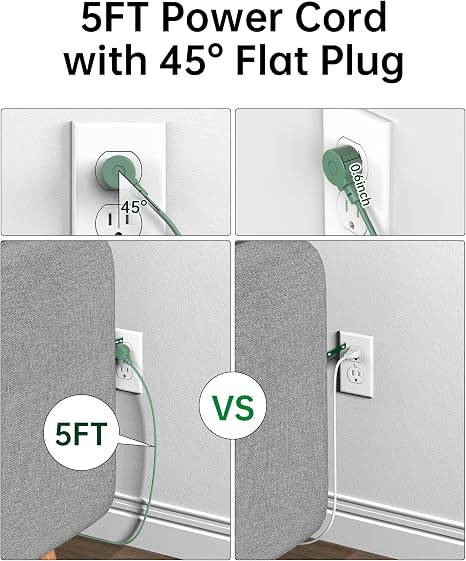 Power Strip with USB Ports 4 Outlets 6 USB PD20W 5FT Flat Plug Extension Cord Charging Station
