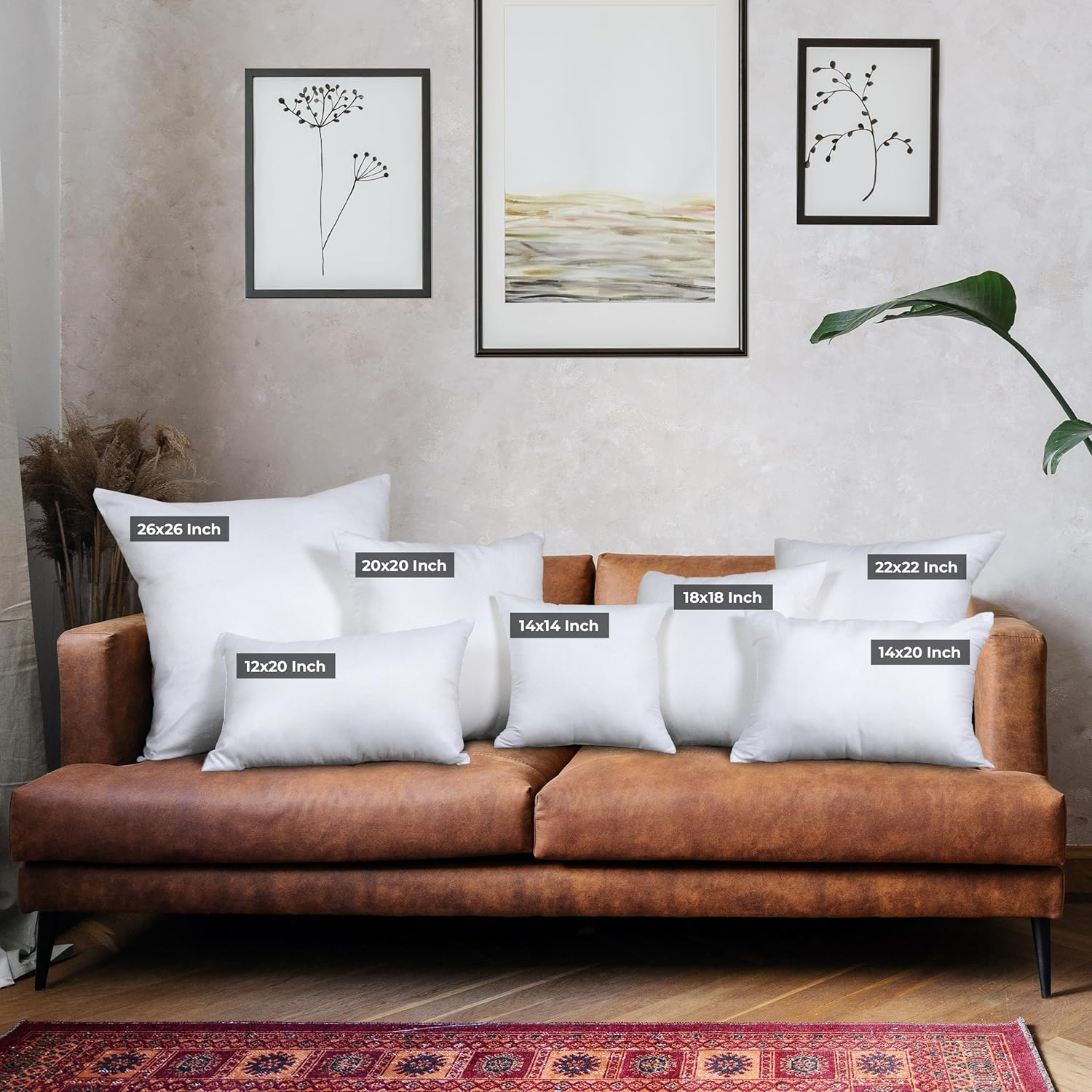 Throw Pillows (Set Of 4, White) – 18 X 18 Inches Down Alternative Pillows For Bed, Sofa, And Couch - Fluffy Decorative Stuffer Pillow For Indoors & Outdoors