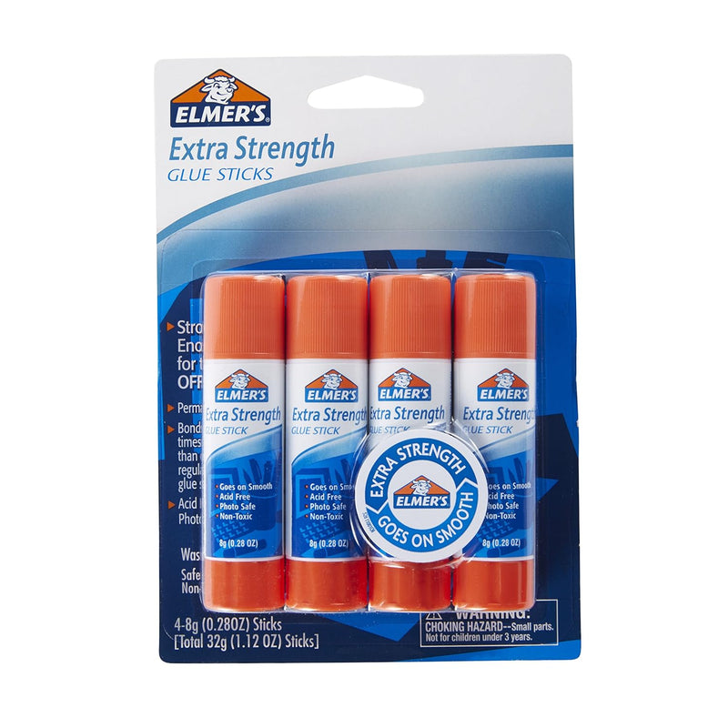 Extra Strength Glue Sticks, Washable, 8 Grams, 4 Count