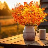 30Pcs Fall Artificial Fake Flowers Plants Outdoor - Faux Thanksgiving Decorations For Home Autumn Outside Patio Front Porch Decor With Pumpkin Butterfly