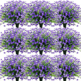 40 Bundles Outdoor Artificial Flowers Uv Resistant Faux Outside Plants Flowers Fake Plastic Plants For Outdoor Spring Summer Seasons Decoration Shrubs Garden Porch Box(Purple)