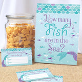 Guess How Many Fish In The Sea Party Game, Mermaid Birthday Game (1 Sign & 30 Guessing Cards)