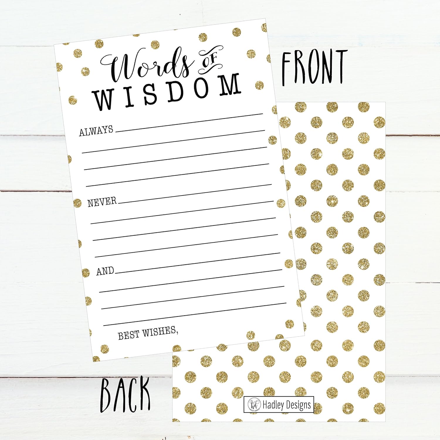50 Gold Dot Words Of Wisdom Advice Cards, Graduation Advice Cards, Marriage/Wedding Advice Cards, Guest Book Alternative, Bridal Or Baby Shower Party Games, Boy Or Girl Baby Prediction